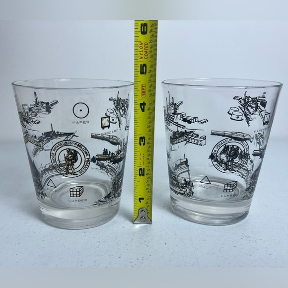 Set of 2 MCM Bar Glasses The Fraser Voyageur Symbolizing Progress Manufacturing - Picture 2 of 10